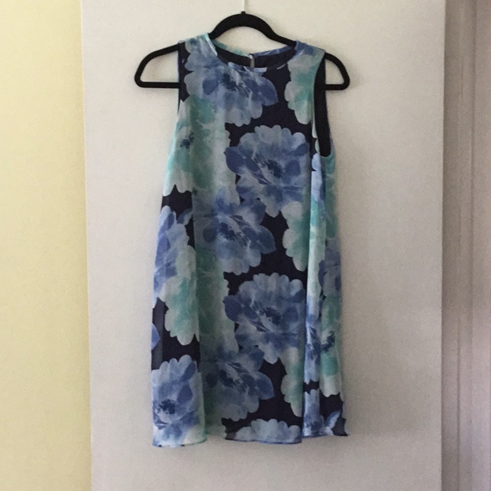 JH MINI DRESS dark blue with blue floral print